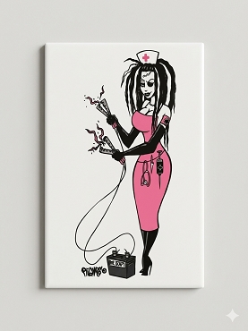 NEW RARE Toxic Toons Miss Cery Nurse White PGM06 Poster Pop 2008 Jumper Cable Magnet Eric Pigors Monster Art Ghoul Vampire Out Of Print Discontinued Collectible Halloween Horror Goth Gothic